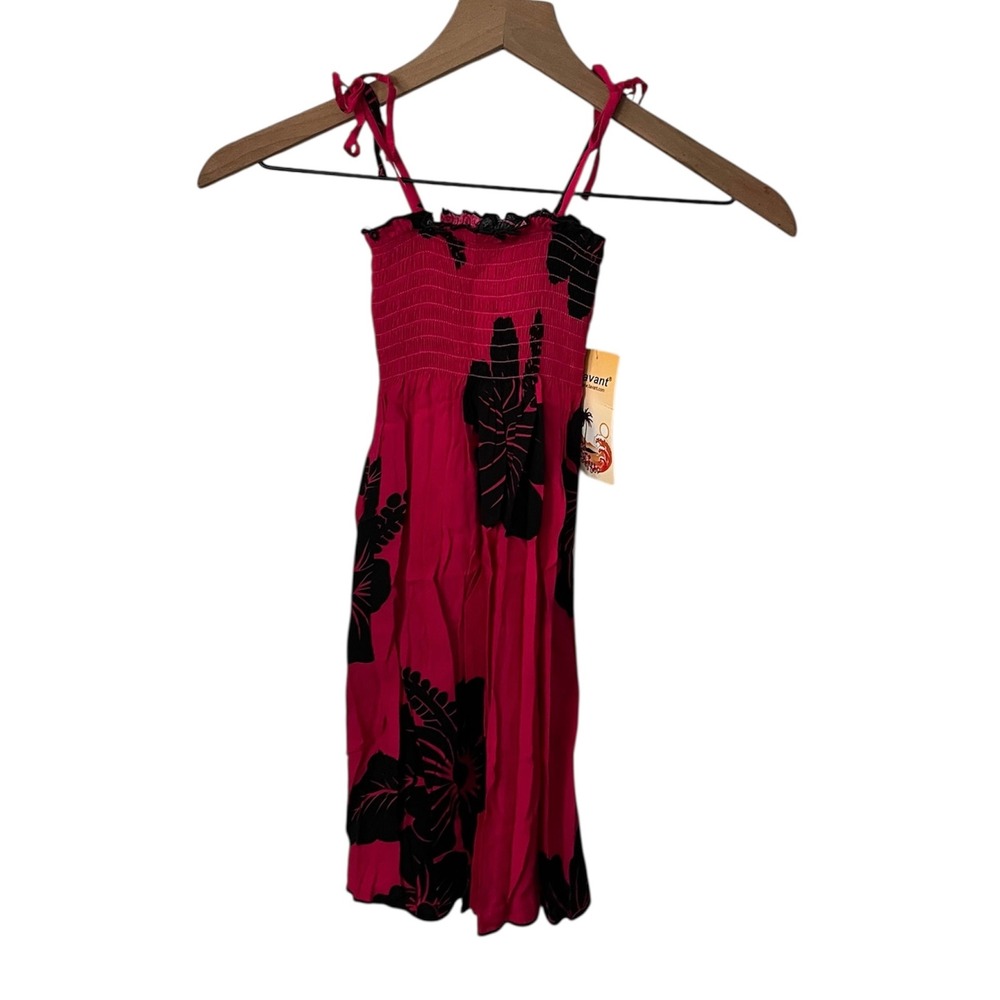 NWT Hawaiian Muumuu Tube Top Girls Pink Black Hibiscus Size 6